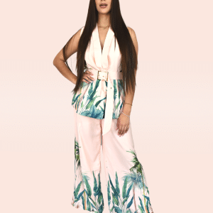 Conjunto coral estampado verde