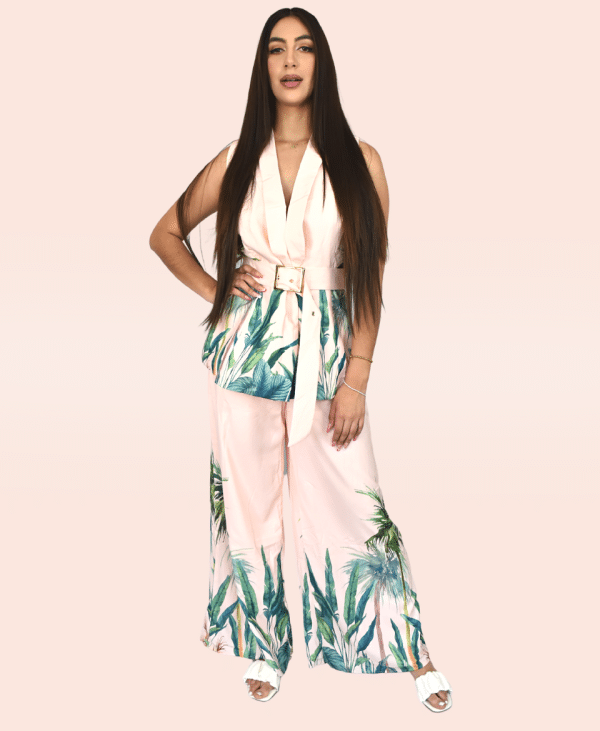 Conjunto coral estampado verde