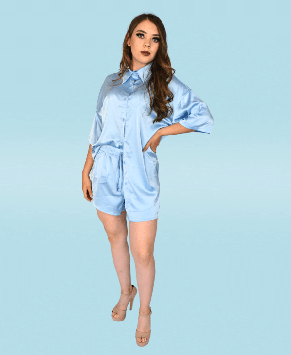 Conjunto satinado azul