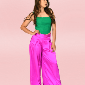 Pantalón satinado rosa