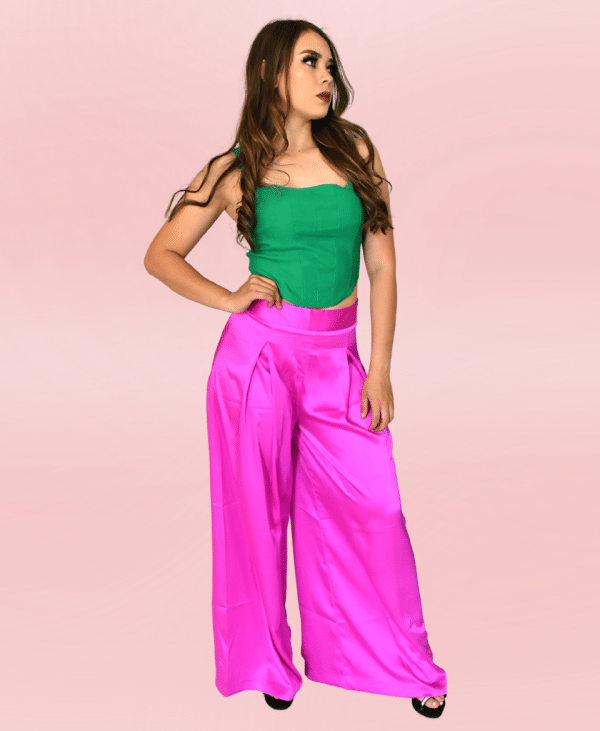 Pantalón satinado rosa